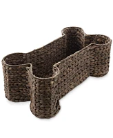 Casafield Dog Bone Shaped Storage Basket - Natural, Large Water Hyacinth Pet Toy Bin Organizer