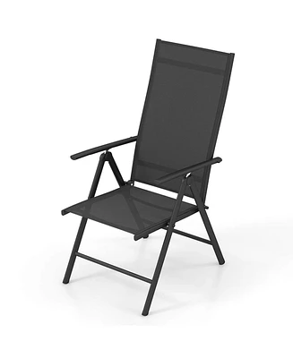 Costway 1 Pcs Patio Folding Dining Chair with 7-Level Adjustable High Backrest for Garden