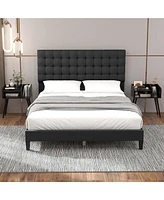 Costway Mid Century Modern End Table with Open Shelves Metal Support Legs for Bedroom