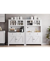 gaomon Kitchen Pantry Cabinet with Microwave Stand, Freestanding Hutch Cabinet with Buffet Cupboard,White