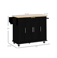 Slickblue Black Kitchen Cart and Storage Cabinet for Stylish Organization and Functional Kitchen Storage