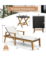 Costway 2 Pcs Outdoor Chaise Lounge Chair Set with Armrests & 4-Level Backrest for Poolside