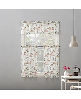 No. 918 Brew Coffee Shop Semi-Sheer Rod Pocket Kitchen Curtain Valance and Tiers Set
