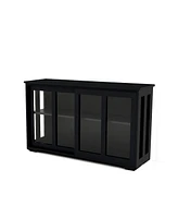 Slickblue Black Kitchen Storage Stand Cupboard with Glass Door for Stylish Display and Organized Storage