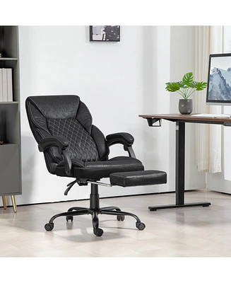 Homcom Executive Office Chair with Footrest and High Back, Black