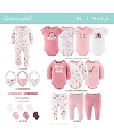 The Peanutshell Layette Gift Set for Baby Girls, Safari Rainbow, 23 Essential Pieces, Pink