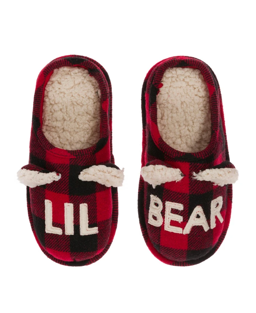 Dearfoams Kids Buffalo Check Lil Bear Clog Slipper