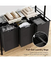 gaomon Heavy Duty Garment Rack, Adjustable Clothes Rack for Hanging Clothes Capacity with Laundry Sorter 3 Section