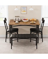 gaomon Dining Table Set for 4, Kitchen Table and Chairs for 4, Rectangular Kitchen Table Set , Dining Room Table Set,Brown