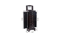 Slickblue Jewelry Armoire with Mirror, 8 Drawers, 16 Necklace Hooks, and 2 Side Swing Doors, Brown Finish