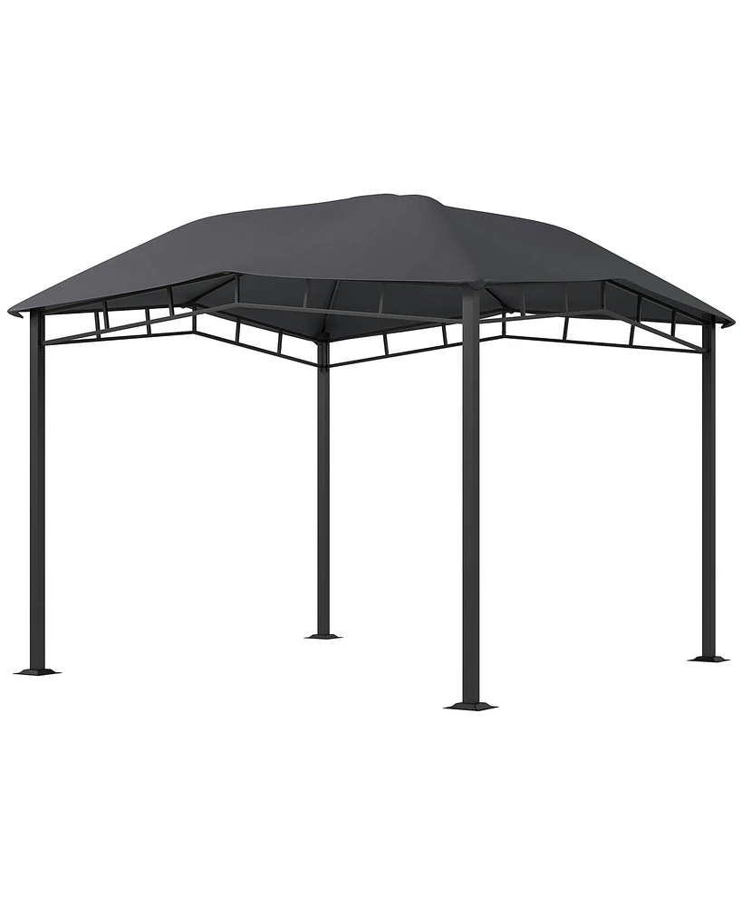 Outsunny 10' x 10' Grill Gazebo Canopy, Geodesic Look, Steel Frame, Gray