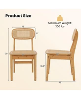 Gymax Rattan Dining Chairs Set of 2 Kitchen Dining Chairs w/ Simulated Rattan Backrest