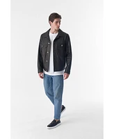 Furniq Uk Men's Genuine Leather Trucker Jacket