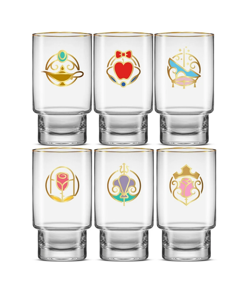 JoyJolt Disney Princess Iconic Tall Drinking Glasses, Set of 6