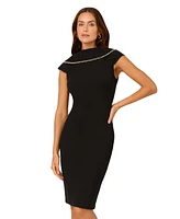 Adrianna Papell Women's Folded-Neck V-Back Sheath Dress