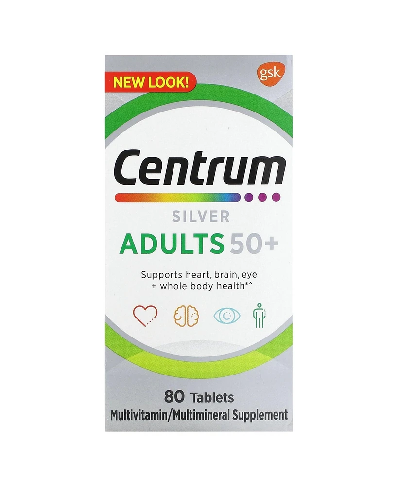 Centrum Silver Adult (80 Count) Multivitamin/Multimineral Supplement Tablet, Vitamin D3, Age