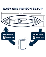 Sea Eagle 370 Deluxe 2 Person Inflatable Portable Sport Kayak Canoe w/ Paddles