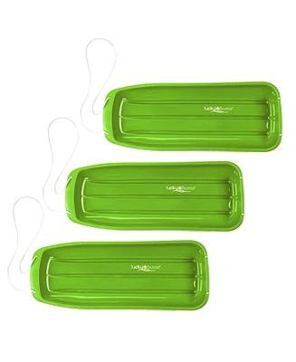 Lucky Bums Kids 48 Inch Plastic Snow Toboggan Sled w/ Pull Rope, Green (3 Pack