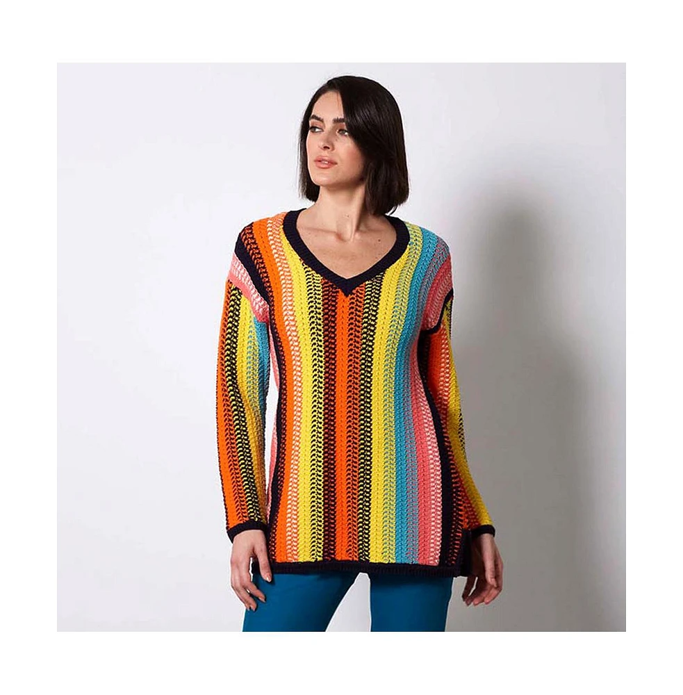 Etcetera Women's E3 by Spectral Stripe Sweater Staccato