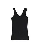 Hope & Henry Women's V-Neck Rib Knit Tank with Bow