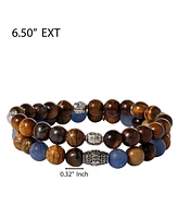 Lucky Brand Tiger s Eye & Sodalite Beaded Stretch Bracelets - Natural Stone Bracelet Set for Men