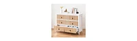 gaomon 6 Drawer Dresser for Bedroom，Waveform Fluted Dresser Chest with Large Drawer, Wooden Chest of Dresser Storage Cabinet