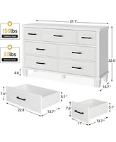 gaomon Dresser for Bedroom, 7 Drawers Modern Wood Dresser, 51" Wide Chest of Drawers Closet, Wooden Dresser Organizer ,White