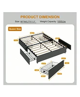 gaomon Platform Bed Frame, Fabric Upholstered With 4 Storage Drawers, No Box Spring Needed, Wooden Slats Support, Noise Free