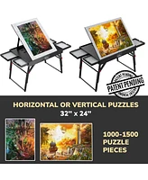 Quokka Foldable Wooden Puzzle Table with Drawers for Adults - Adjustable Legs