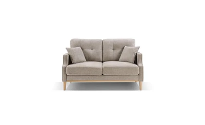 Slickblue 2-Seater Loveseat Sofa with Waterproof Fabric and Usb Charging Port - Cream Upholstery