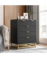 gaomon Dressers for Bedroom 5 Drawer, Chest of Drawers with Metal Base, Modern Dresser Chest Cabinet Organizer,Black