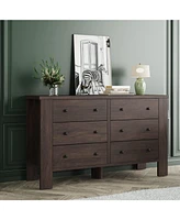 gaomon Dark Brown Dresser for Bedroom, 6 Drawer Dresser with Metal Handle, Dresser Organizer