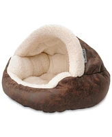 Details Pet Cave Bed for Small Dogs Cats Deep Dish Calming Hooded Dog Dome Pets