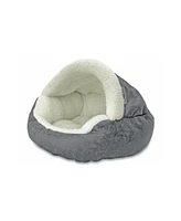 Details Pet Cave Bed for Small Dogs Cats Deep Dish Calming Hooded Dog Bed Dome for Pets