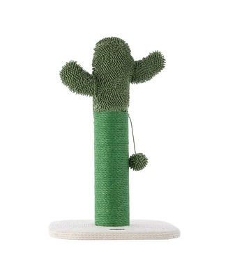 The Licker Store Pecos 21" Modern Jute Cactus Cat Scratching Post with Fuzzy Toy