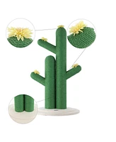 The Licker Store Socorro 34.25" Modern Jute Double-Cactus Cat Scratching Post with Flower Toys