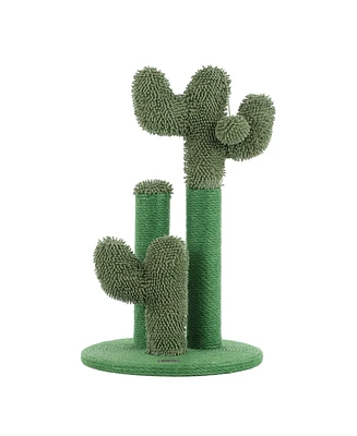 The Licker Store Marfa Modern Jute Triple-Cactus Cat Scratching Post with Fuzzy Toy