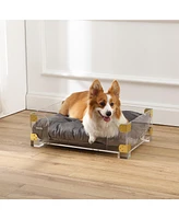 The Licker Store Haines 21.5" x 15.25" Small/Medium Modern Lucite Velvet Pet Bed with Washable Cushion