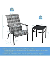 Sugift 3 Pieces Patio Rattan Bistro Set with High Backrest and Armrest