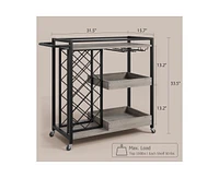 gaomon Bar Cart, 3 Tier Bar Carts for The Home, Home Bar & Serving Carts, Rolling Bar Cart with Wheels, Drink Cart with Wine Rack & Wine Glass Holder