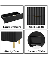 gaomon Black Dresser, Modern 3 Drawer Dresser for Bedroom with Gold Handle and Large Drawer