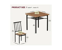 gaomon Dining Table Set, 3 Piece Dining Table Set for 2, Square Kitchen Table Set with 2 Chairs, Dining Table Set with Wine Rack for Small Space, Apar