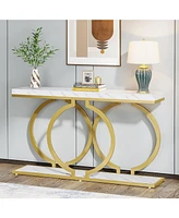 Tribesigns 55 inch Faux Marble Entryway Table Narrow Long Sofa Table, Modern Accent Table