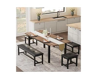 gaomon 5-Piece Dining Table Set for 4-6, 63" Extendable Dining Room Table Set for 4,Dining Table Set for 6 with Pu Cushion,Kitchen Table & Chairs Set