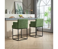 The Pop Home Set of 2 High Quality Counter Height Bar Stools,Black Metal Frame Chairs with Backs-The