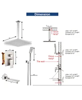 Mondawe 12 Ceiling Mount Shower System with Hand & Tub Spout