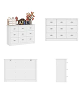 Homsee 9-Drawer White Wood Dresser Storage Dresser