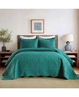 MarCielo 3 Piece 100% Cotton Christmas Tree Bedspread Set Coverlet Lightweight Quilt Queen