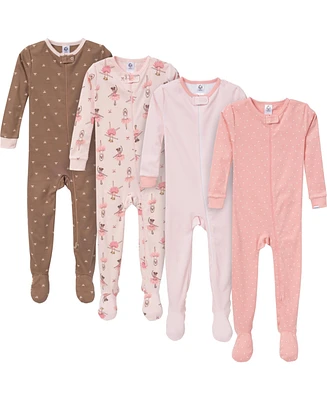 Gerber Toddler Girls' Snug Fit Footed Pajamas, 4-Pack, Dogs