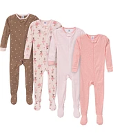 Gerber Toddler Girls Snug Fit Footed Pajamas, 4-Pack, Dogs